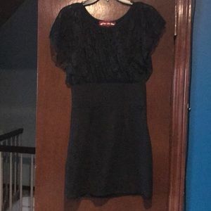 Women’s lace top black mini dress